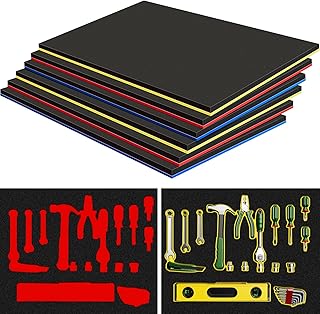 Fabbay 6 Sets Tool Box Foam, Tool Foam Organizers, Tool Box Liner Adjustable Foam, Non Slip Foam Tool Organizer Toolbox Drawer Liner Mat, 10.6 x 22 inch