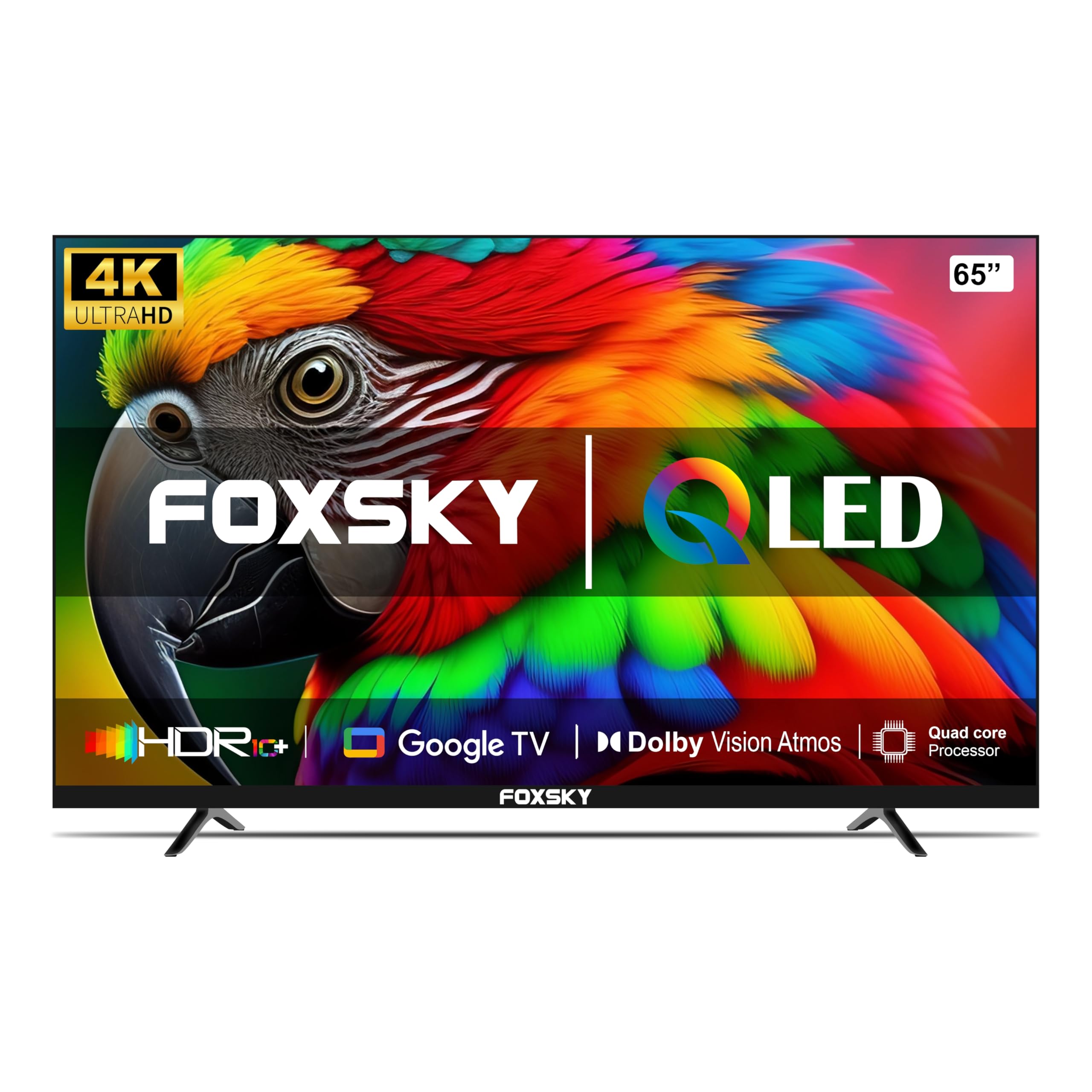Foxsky 165 cm (65 inch) Frameless Series 4K UHD QLED WebOS/Google Smart TV FS65GATV (Black)