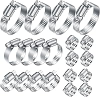 MUZHUPGUZ 20Pcs 304 Stainless Steel Worm Gear Hose Clamps Kit, Adjustable 1/4-2in (6-51mm) for Plumbing, Automotive, Marine Hoses