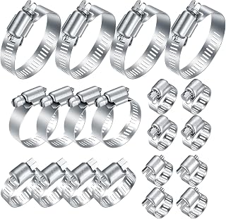 MUZHUPGUZ 20Pcs 304 Stainless Steel Worm Gear Hose Clamps Kit, Adjustable 1/4-2in (6-51mm) for Plumbing, Automotive, Marine Hoses