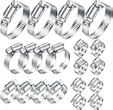 20Pcs Adjustable Stainless Steel Hose Clamps Assortment Kit, 1/4-2 in (6-51mm) Worm Gear Pipe, Fuel LineHeavy Duty for Plumbing, Washing Machine, Mechanical，Garden and Automotive Hose Connections