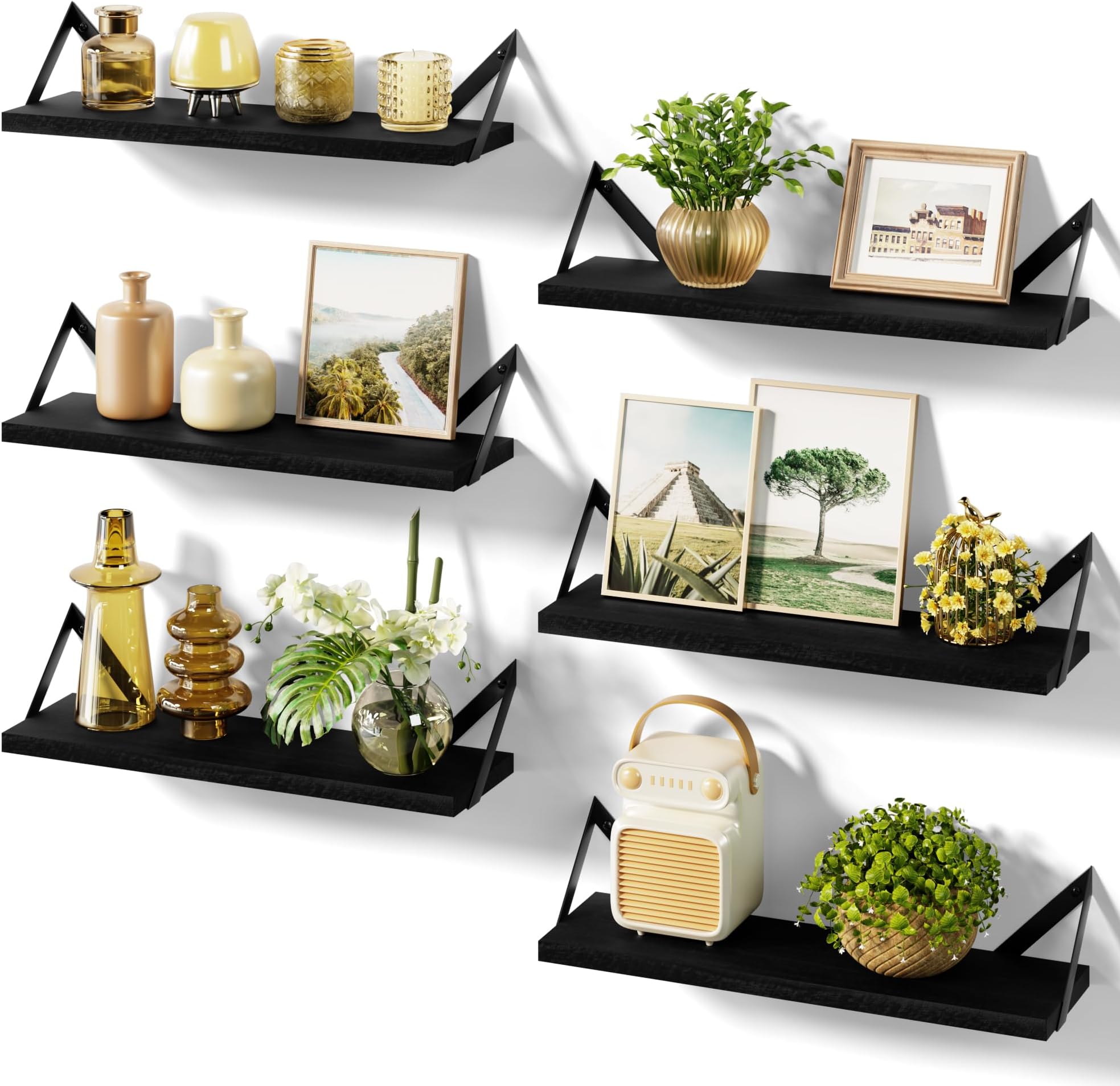 SRIWATANA U Shelves Wall Mounted Set of 3 and Floating Shelves Set of 6 Home & Kitchen