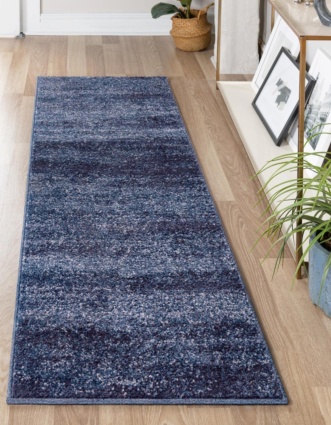 Rugs.com Angelica Collection Rug – 6 Ft Runner Navy Blue Medium Rug Perfect for Hallways, Entryways