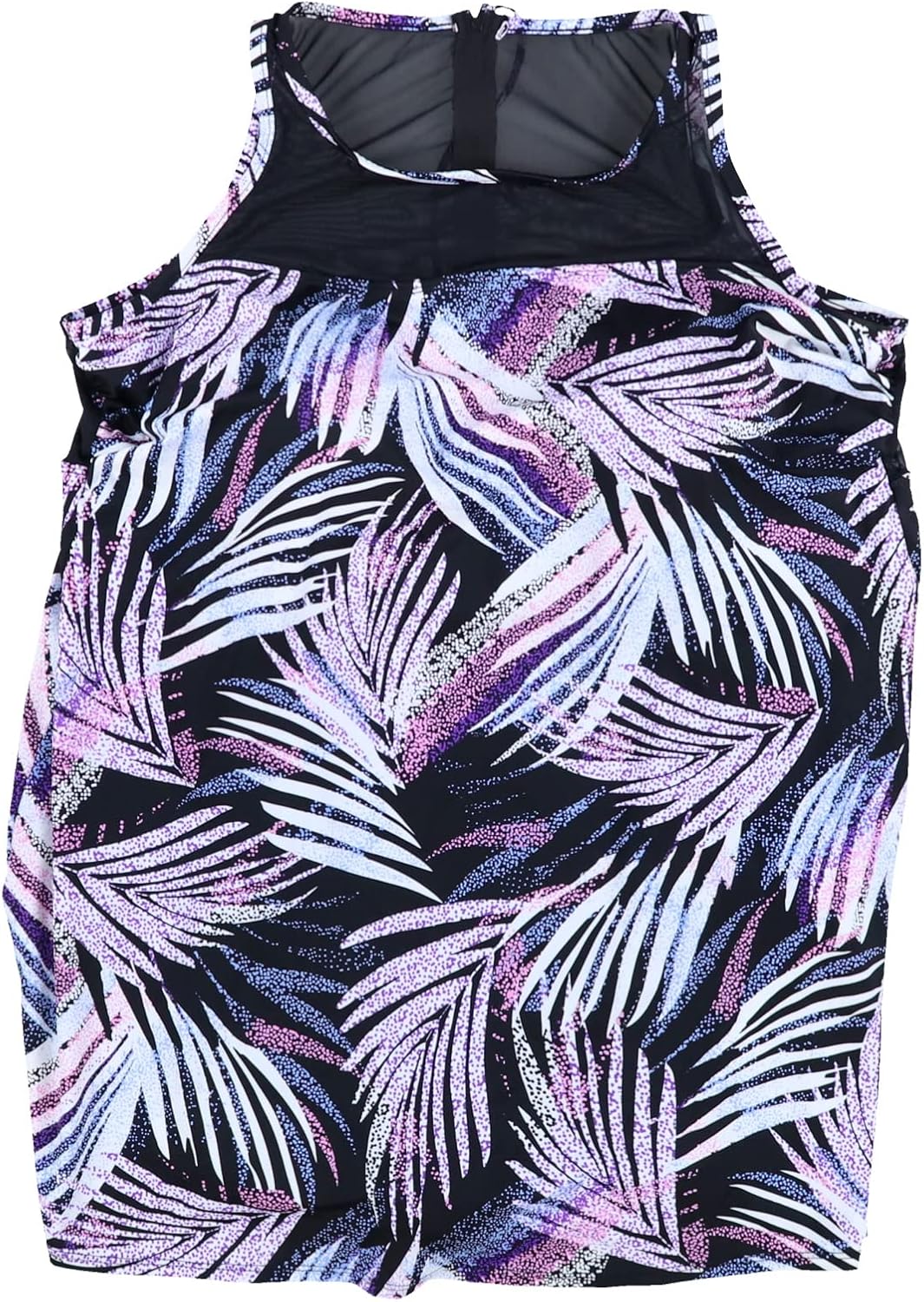 Swim Solutions Womens Swimwear Plus Sprinkle Leaf Mesh Black 22W