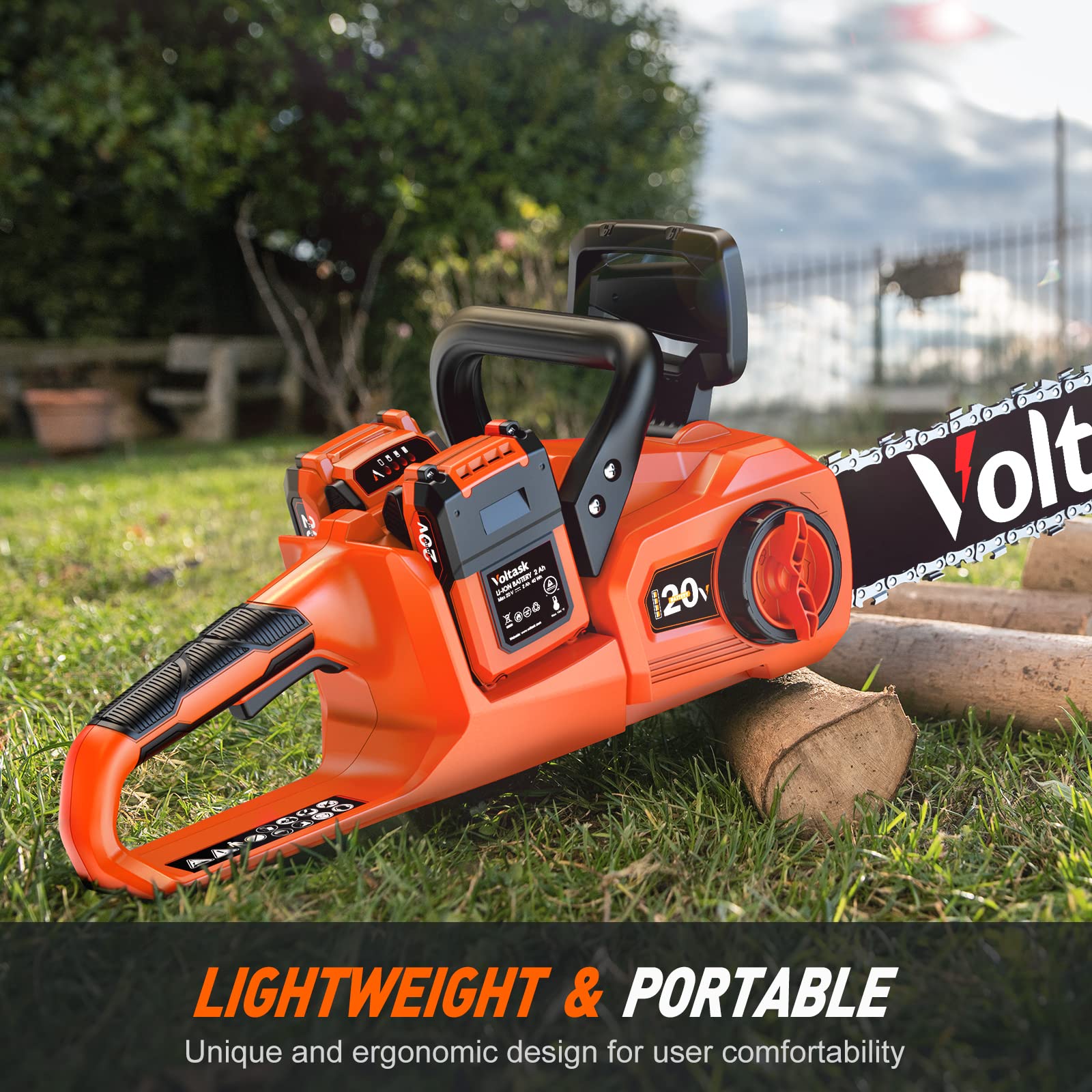 Voltask Cordless Chainsaw, 40V 14Inch Brushless Electric Chainsaw with Auto Chain Tension