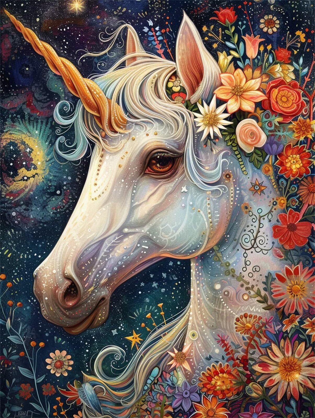 Diamond Painting Einhorn Erwachsene, Tier Diamond Painting Bilder xxl Groß 80x110cm, 5D Diamant Painting Set, DIY Crystal Arts Diamond-Painting, Diamond Painting Set, für Wand Deko Aesthetic Geschenke