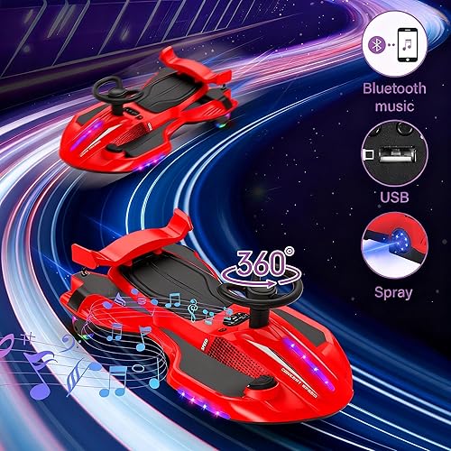 Miniatura 5 de Coche eléctrico de 12 V con pedal para niños, auto oscilante 2 en 1 recargable, juguetes con respaldo, antivuelco, aerosol, luz intermitente,