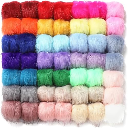 Buryeah 125 pompones de piel para sombreros, bolas esponjosas con lazo elástico, accesorios de punto extraíbles para zapatos, bufandas, gorros,