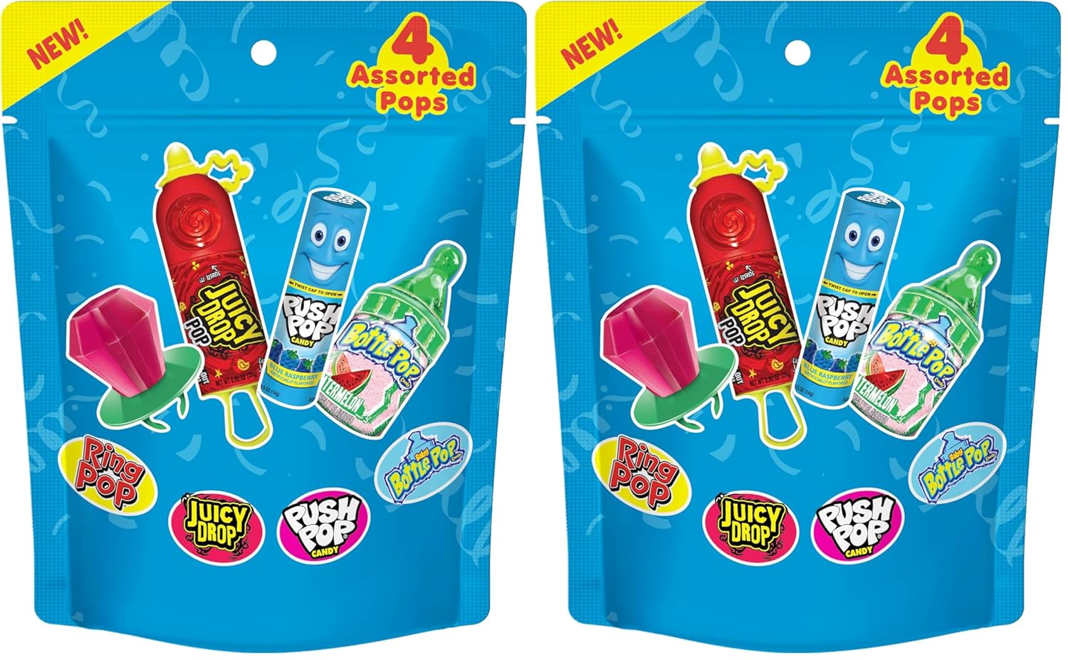 Candy Variety Pack, 18 Count Assorted Lollipops, Bulk Individually Wrapped Ring Pop, Push Pop, Baby Bottle Pop & Juicy Drop, Ideal for Birthdays, Party Favors for Kids & Hard Candy Gifts