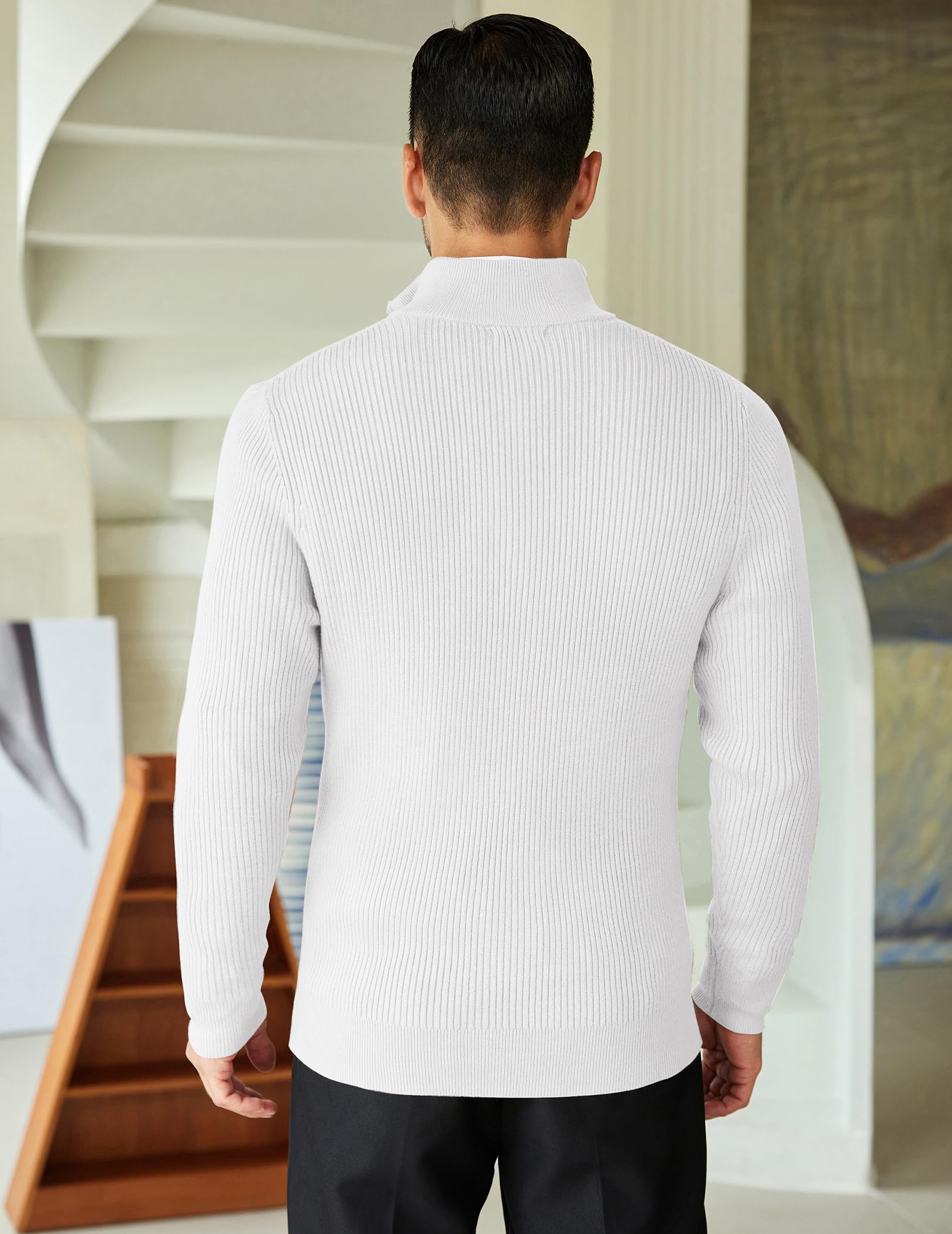 COOFANDY Maglione Uomo Invernale con Zip Maglione Uomo a Maglia con Zip 1/4 Morbido Pullover Dolcevita Classico Maglioni Invernali Regular Fit con Collo Alto