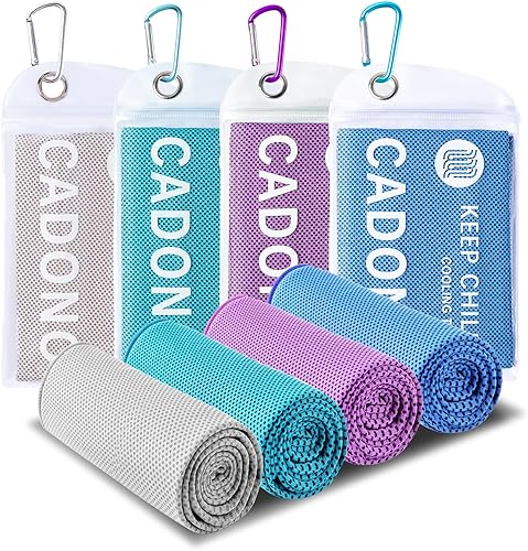 Miniatura 13 de Paquete de 4 toallas refrescantes (40 x 12 pulgadas), toalla de frío suave y transpirable, toalla de hielo, toalla de microfibra para yoga