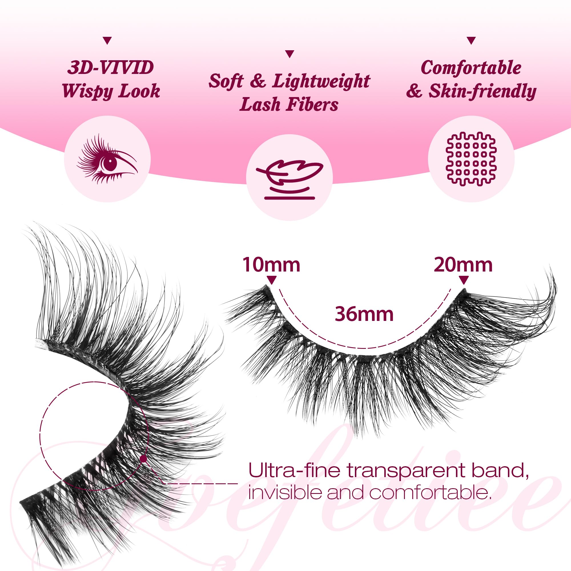 False Eyelashes Fluffy Faux Mink Lashes Wispy Fairy Cat Eye Lashes Spiky Strip Lashes Extension Natural Volume Fake Lashes Pack by GVEFETIEE 8 Pairs Black: Lashes Wispy False Eyelashes Fox Eye Lashes Fake Lashes Fluffy Cat Eye Lashes Faux Mink Strip Lashes Natural Look Clear Band Eyelashes Pack by GVEFETIEE 8 Pairs