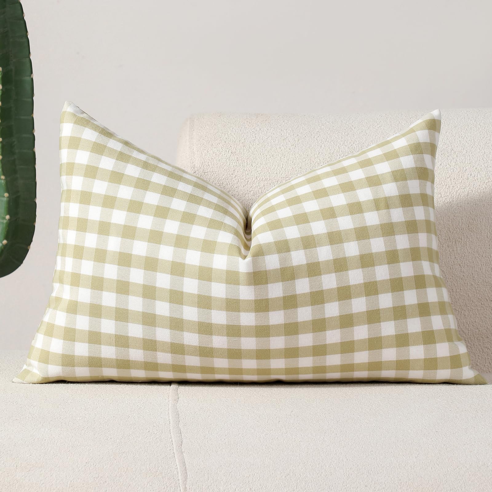 vctops Green Buffalo Check Plaid Decorative Throw Pillow Covers 12x20 Inch Farmhouse Gingham Lumbar Cushion Cover Pillowcase for Sofa Bedroom Couch (