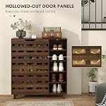 HOMCOM Modern Shoe Cabinet with Hollowed-Out Doors and 5-Tier Open Shelves, 21 Pair Shoe Storage Cabinet for Entryway, Hallway, Living Room, Brown