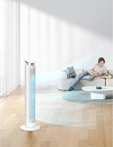 Miniatura 3 de Dreo Ventiladores de torre inteligentes que soplan aire frío, ventilador de pie para dormitorio, oscilación de 90, ventilador de piso silencioso de
