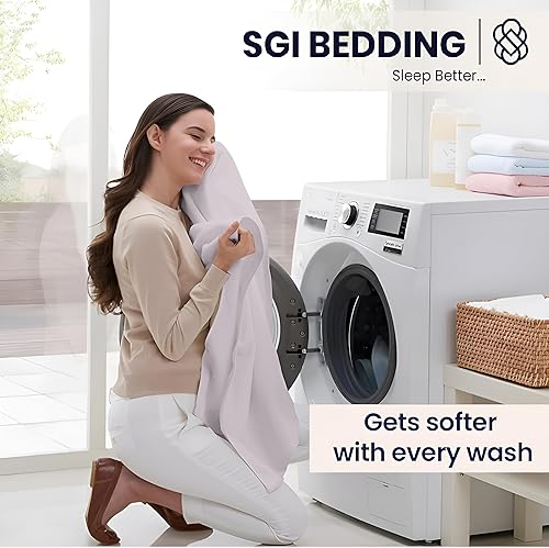 Miniatura 6 de SGI Bedding - Juego de sábanas para cama Twin, algodón egipcio 100% suave de lujo, color azul claro, 1000 hilos