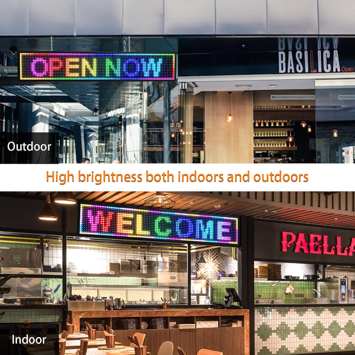 P6 Outdoor Full Color 40 x 18 inches Led Sign WIFI And USB Programmable Led Sign With High Resolution Scrolling Texts, Colorful images and videos LED Advertising Display Board For Shop (P10-40''x8'') - Image 7