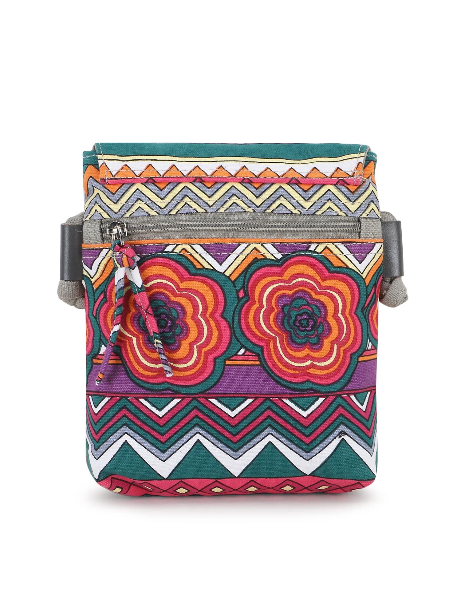 Anekaant Rangoli Grey & Multi Polycotton & Canvas Abstract Digital Printed Sling Bag 2