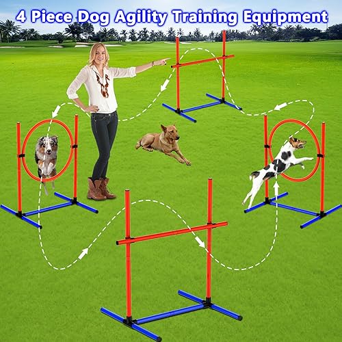 Miniatura 2 de AHAILUOO Juego de 4 obstáculos de entrenamiento de agilidad para perros, obstáculos de salto ajustables para perros pequeños, medianos y grandes,