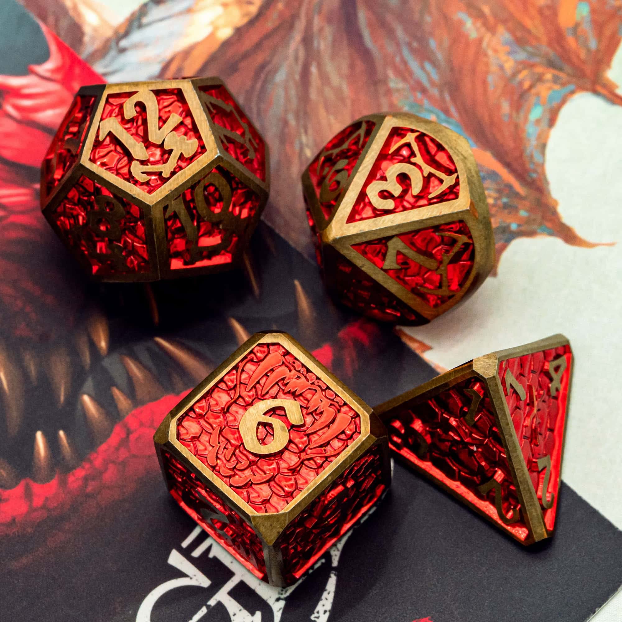 Dados Diseño de Metal D & D Dice 7 PCS DND Dados, Juego de Dados poliédricos, for Juego de rol. MTG Pionero Dado Gigante(Gold)