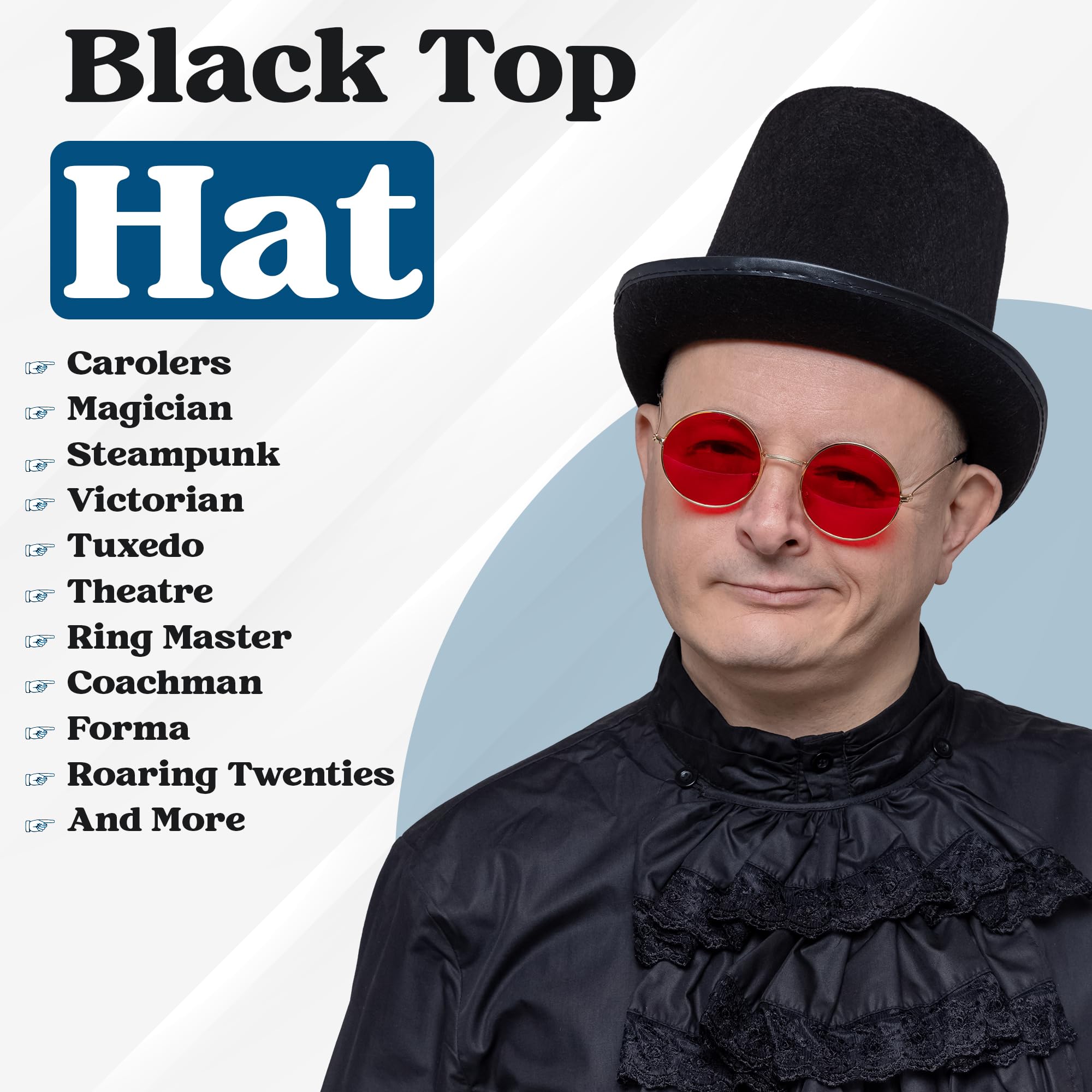 HiFEN® Top Hat Black Velour, Stylish Formal Accessory for Men, Vintage Design for Costumes Weddings - Image 4