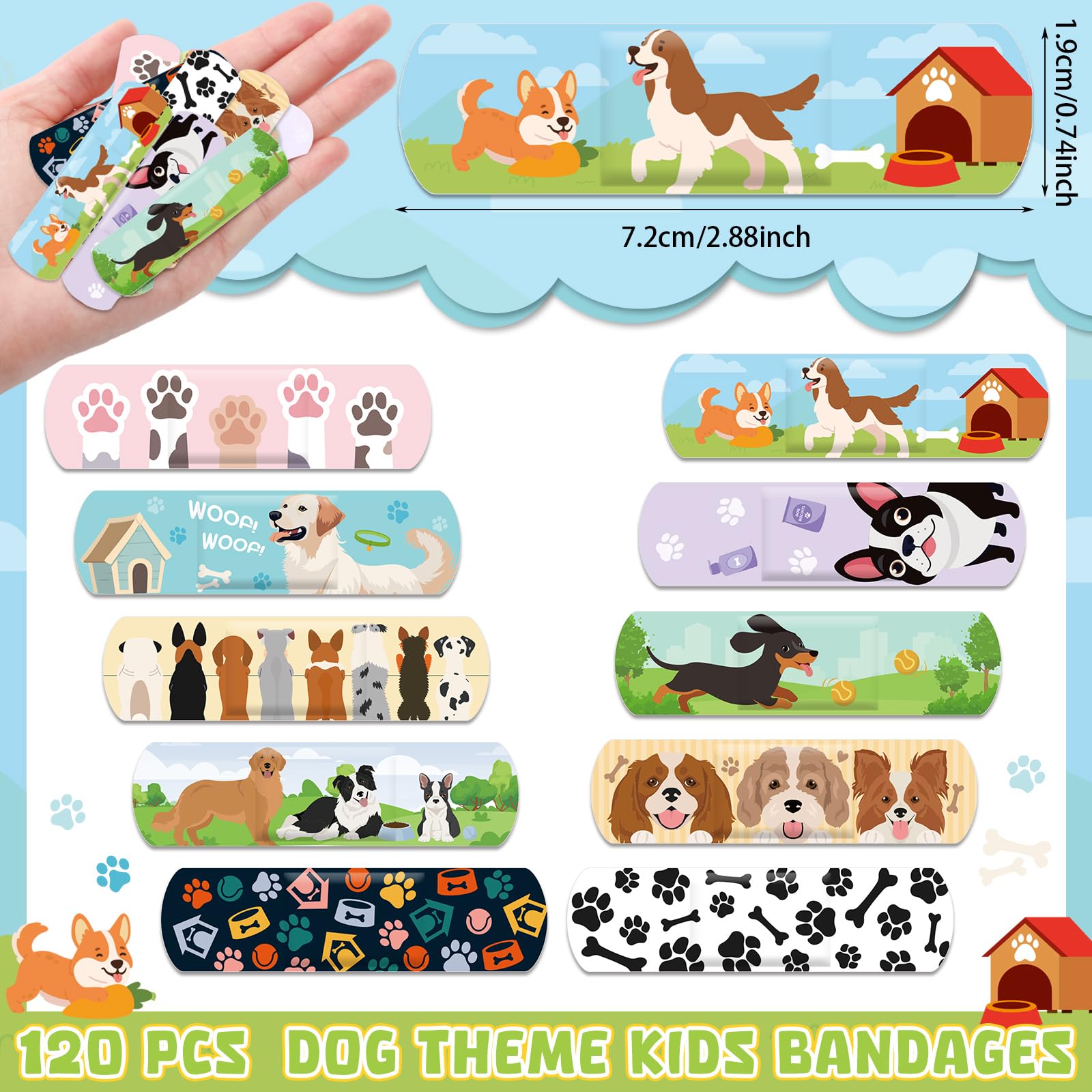 Panelee Jesusbandagen für Hunde, selbstklebend, Bauernhoftierverbände, 20 Stile, christliches Geschenk, niedlich, Cartoon, wasserdicht, atmungsaktiv, für Mädchen, Jungen, Kinder, Kleinkinder (Hund),
