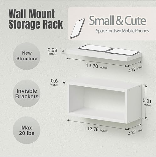 Miniatura 2 de RICHER HOUSE Estantes flotantes para baño, estantes flotantes blancos para pared, estantes de baño sobre el inodoro, estantes colgantes montados en