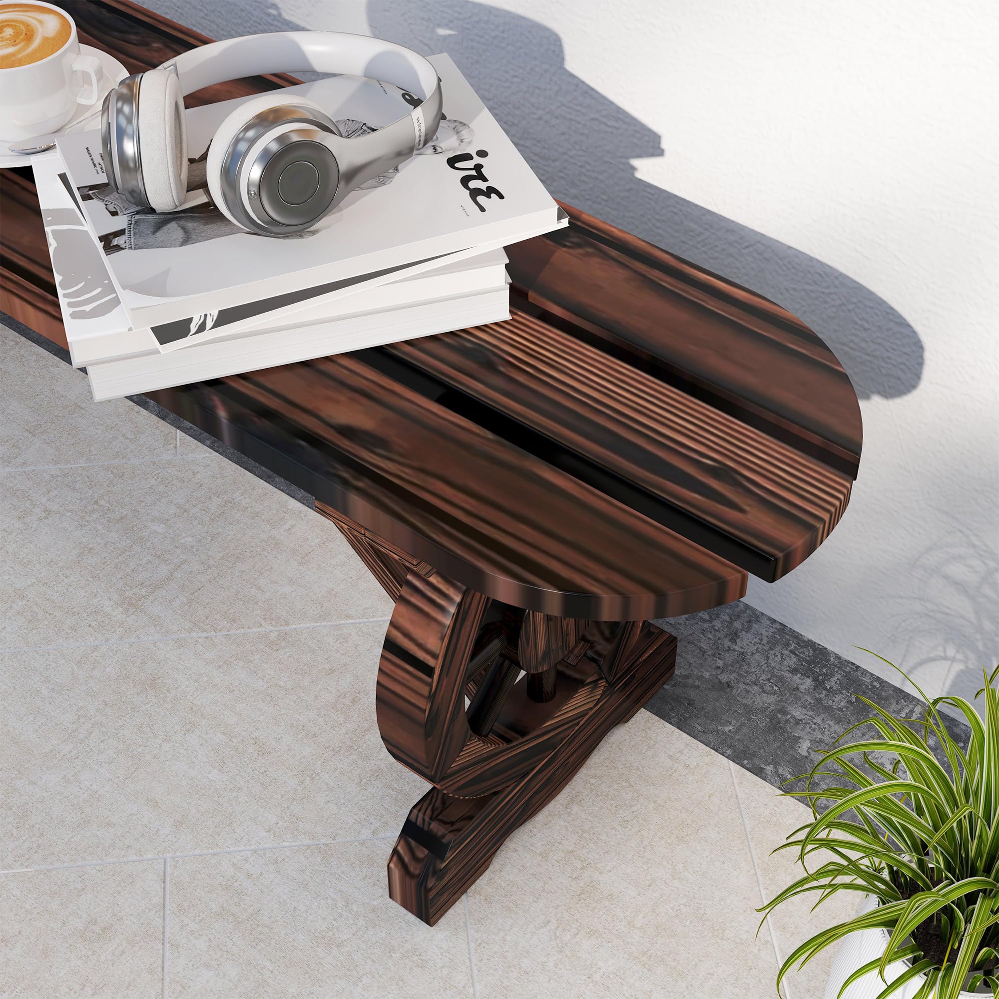 Outsunny Panca da Giardino con Gambe a Ruota di Carro, Panchina da Esterno 2 Posti Stile Rustico con Seduta a Doghe, 120x29x39cm, Marrone