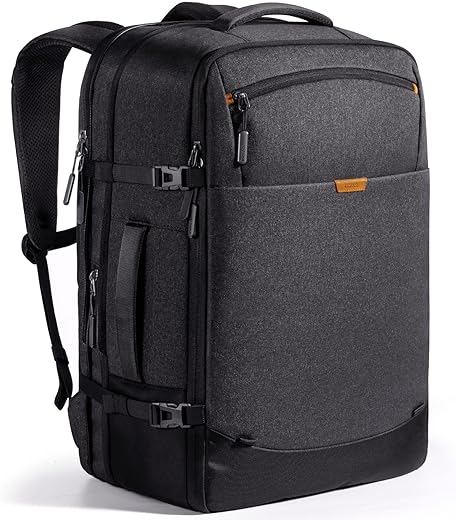 Inateck 38.5-46.2L Expandable Travel Backpack Cabin Rucksack Large Hand Luggage for Airplane Travel with 17.3" Laptop Compartment, Cabin bag Travel Carry on Laptop Backpack for Men and Women