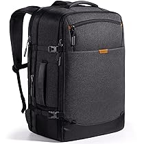Inateck 38.5-46.2L Zaino Viaggio Espandibile, Bagaglio a Mano, per Uomo e Donna Compatibile con 15.6 Pollici Laptop, Resistente agli Spruzzi, Nero