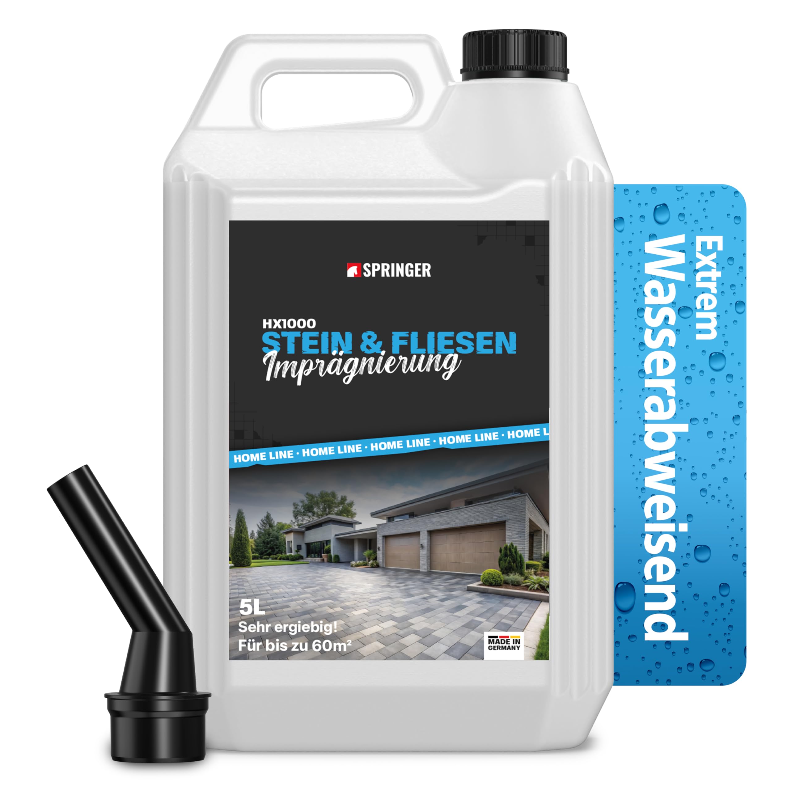 SPRINGER HX1000 - - Steinimprägnierung 5 L - - Made in Germany - - Stein- & Fliesenversiegelung für saugende Untergründe - - Nanoversiegelung für innen & außen - - Biologisch abbaubare Imprägnierung