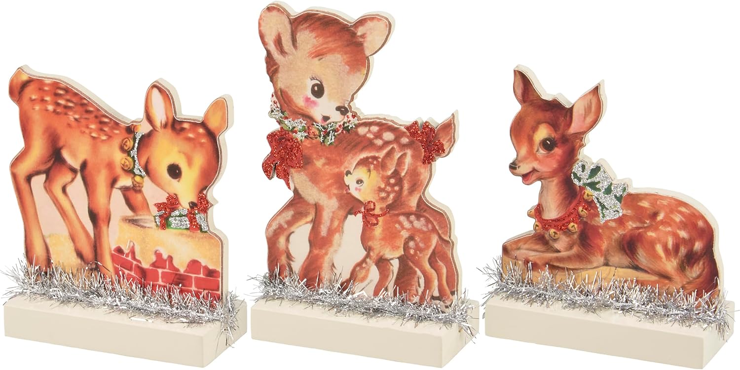 Primitives by Kathy Christmas Deer Stand Up Set Home