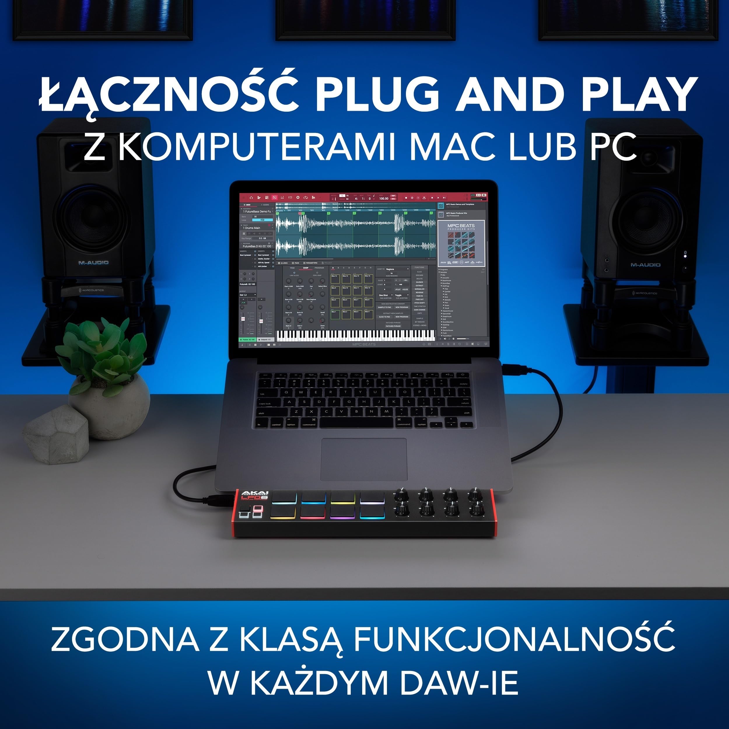 Akai Professional LPD8 - Kontroler USB MIDI z 8 Responsywnymi Padami Perkusyjnymi MPC (Mac i PC), 8 Pokrętłami i Programy do Produkcji Muzyki