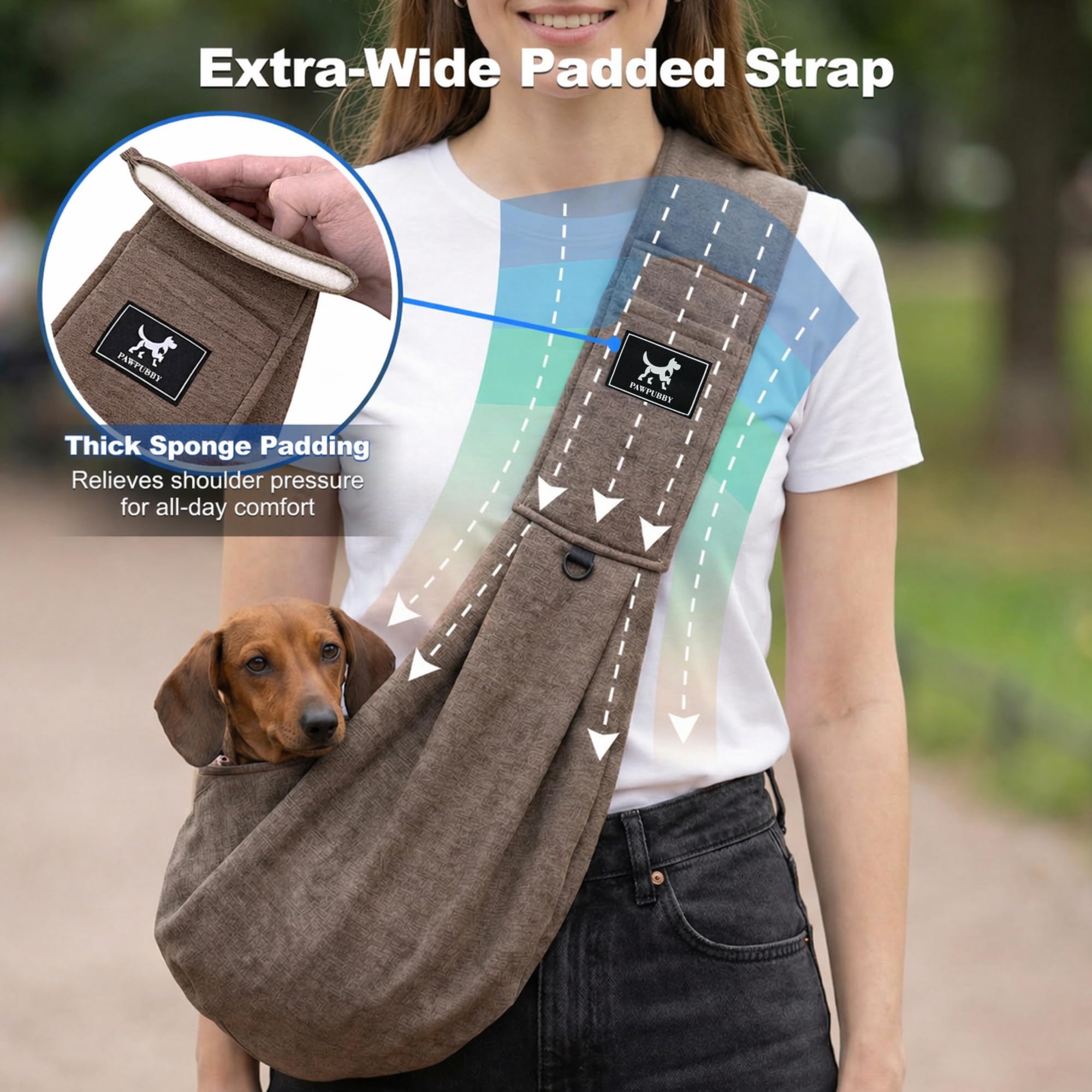 Écharpe de transport mains libres pour chien et chat de petite taille, bandoulière rembourrée réglable, double boucles de sécurité, écharpe souple pour animal de compagnie pour voyage en
