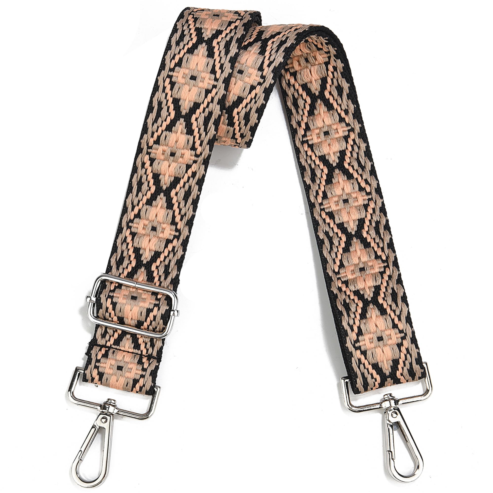 Wide Purse Strap Adjustable Replacement Crossbody Bag Strap Silver Hardware Shoulder Straps