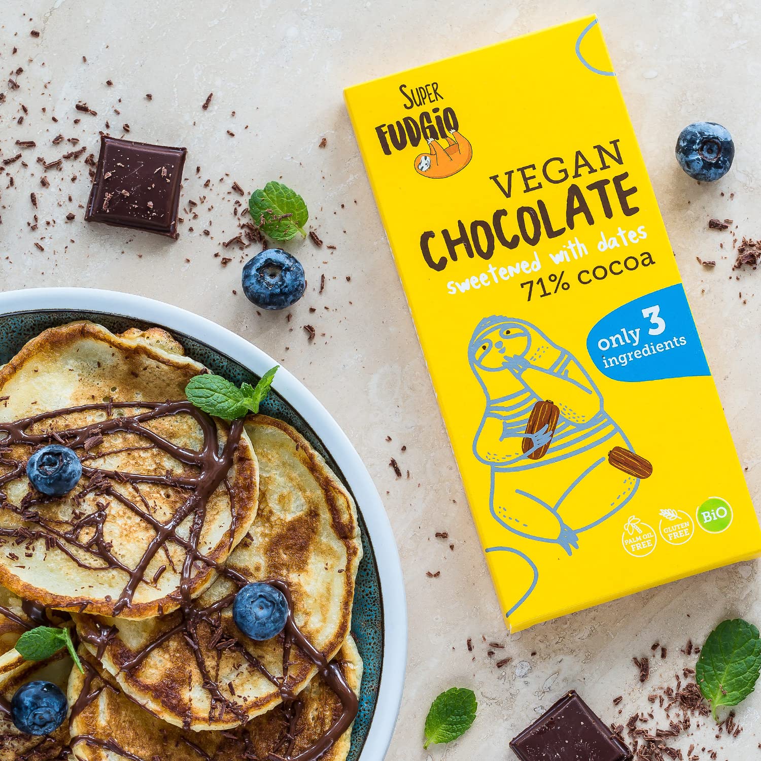SUPER FUDGiO Bio vegane Schokolade – natürliche Bio-Zutaten, mit Datteln statt Zucker gesüßt – glutenfrei – 10x80 g (Datteln)
