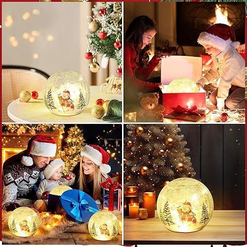 Miniatura 6 de Globo de muñeco de nieve de Navidad con luces LED, decoraciones de Navidad para interiores, globos de vidrio agrietados iluminados, decoración de