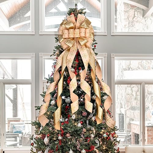 Miniatura 6 de Decoración para árbol de Navidad de 45 x 12 pulgadas, diseño de arpillera a cuadros, lazo rojo y negro con automóvil estampado para árbol de