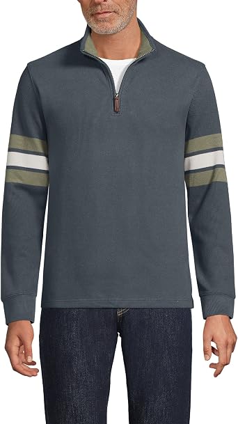 Lands End Mens Bedford Rib Casual Quarter Zip Sweater