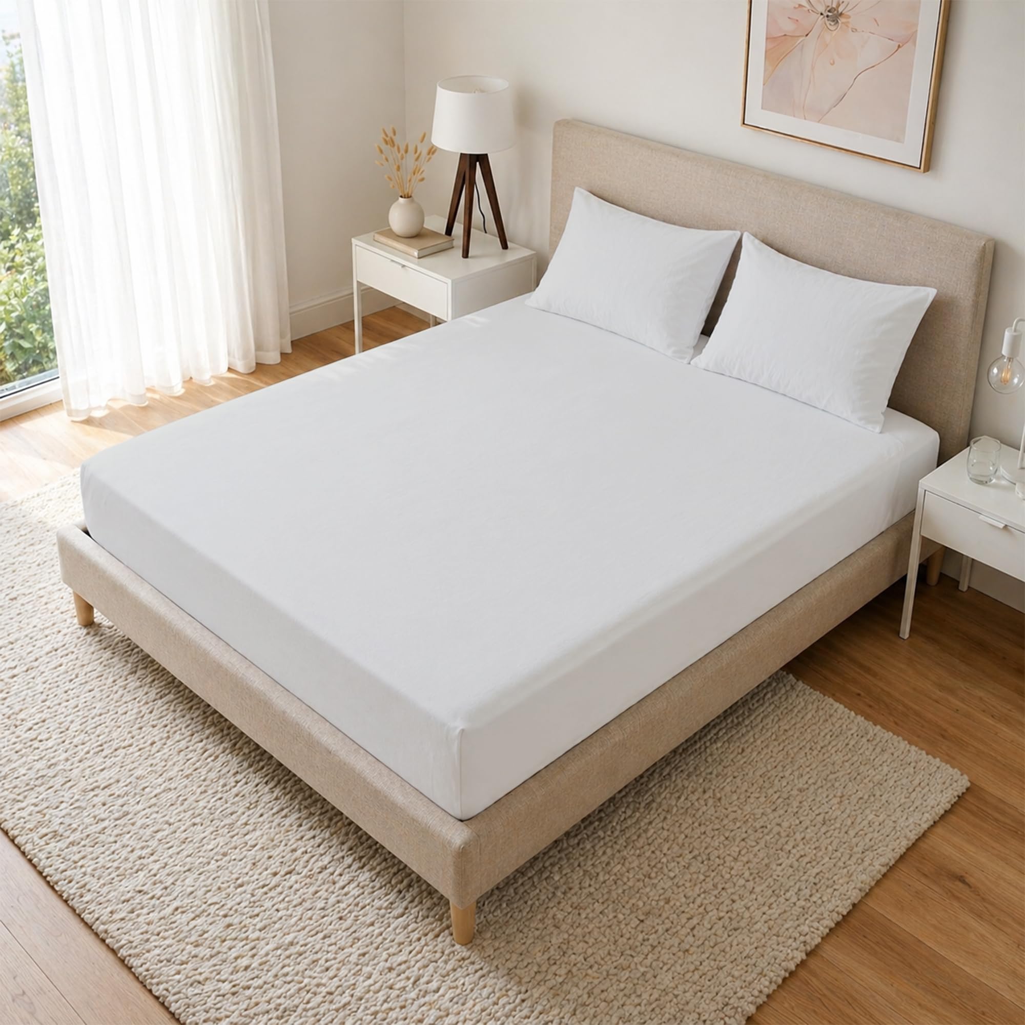 DANYDude 35cm Deep Super King Fitted Sheet 100% Egyptian Cotton 400TC Super King Soft Bed Sheets