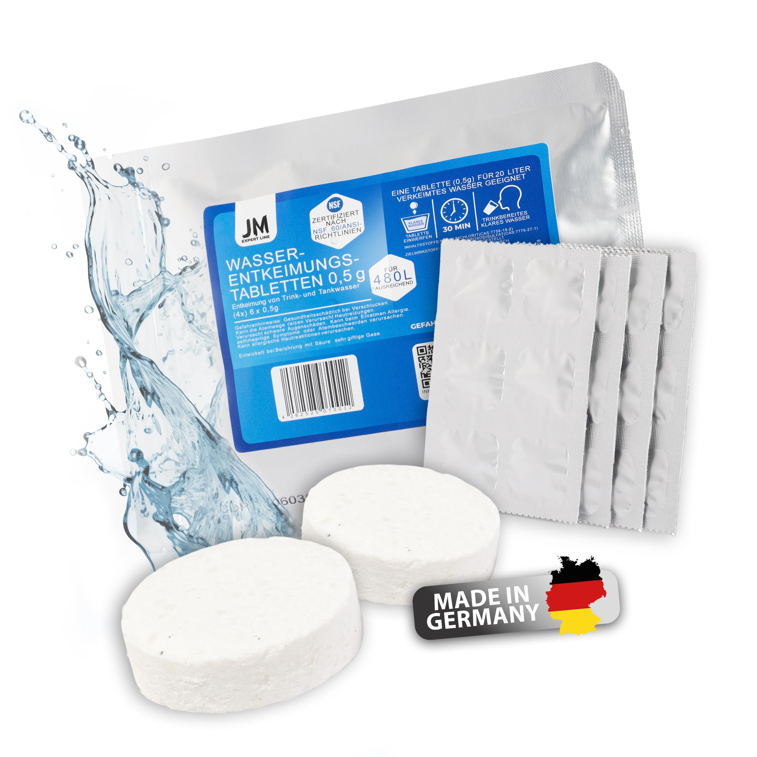 Tabletki do dezynfekcji wody [24 szt.] w 100% wolna od zarazków woda pitna [Aquasecure] formuła I bezpieczne substancje czynne | tabletki do oczyszczania wody idealne do niezawodnej ochrony