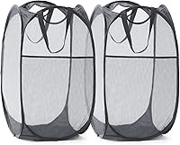 Vista 44 de TECHMILLY Cesta plegable de malla para la ropa sucia con asas resistentes y bolsillo lateral, cestas plegables portátiles para ropa para dormitorio
