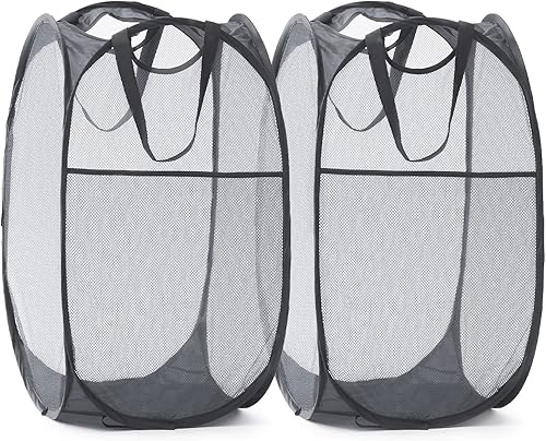 Miniatura 155 de Cesta de malla desplegable para ropa sucia con asas duraderas - Cesta plegable portátil para dormitorio, baño y viajes (azul, paquete de 3 unidades)