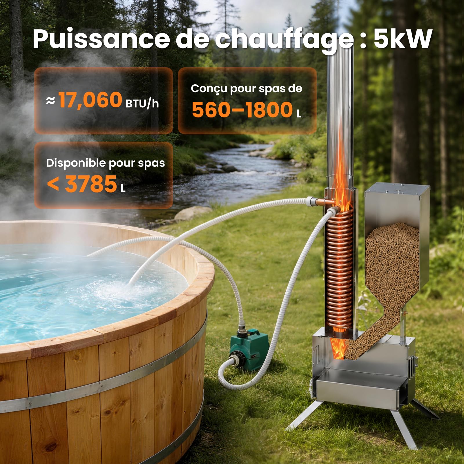 ECO POOLTECH - Riscaldamento per piscina in legno, per esterni, colore verde