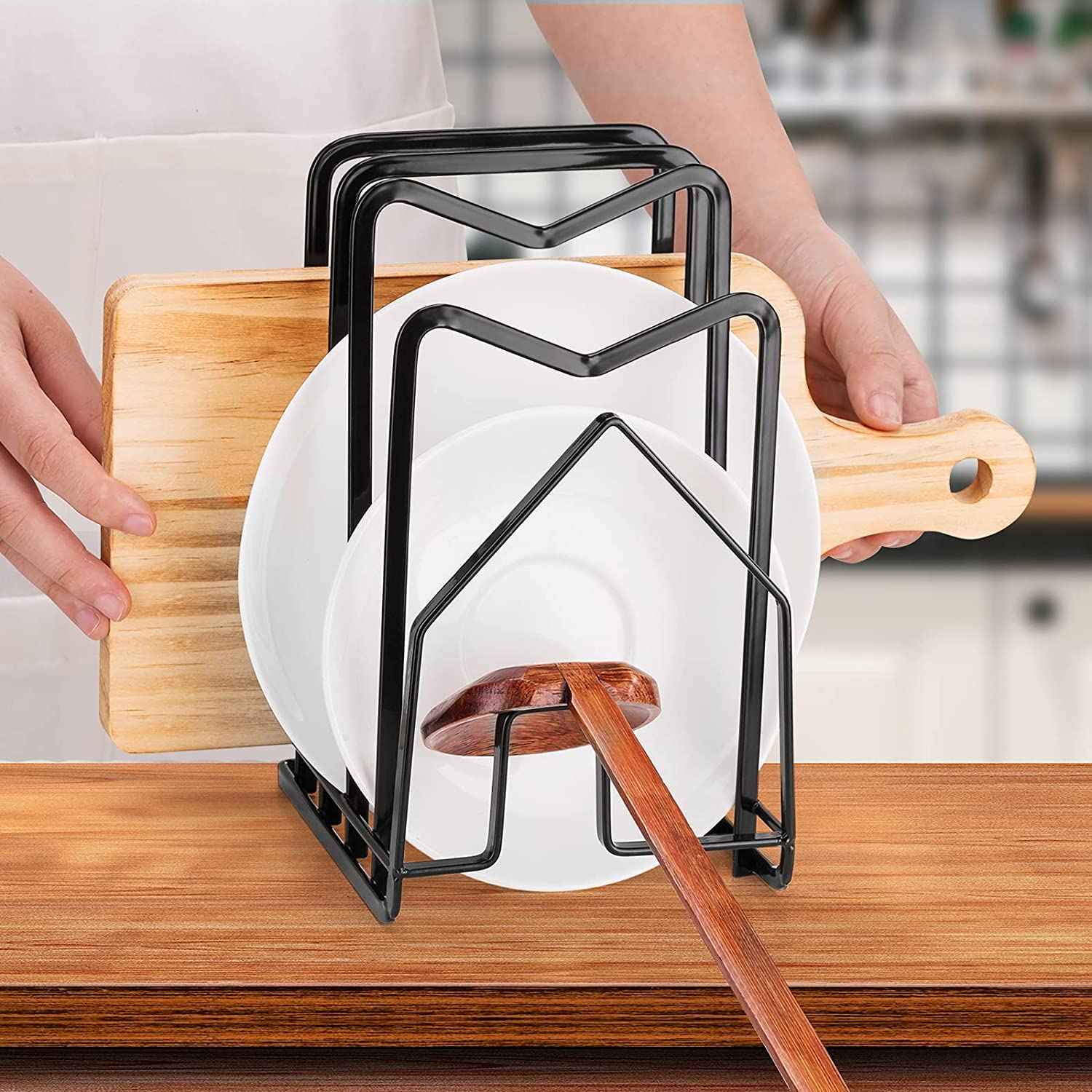 Porte-planche à Découper Acier Inoxydable - Support étroit, Antidérapant, Rangement Cuisine Ou Bureau