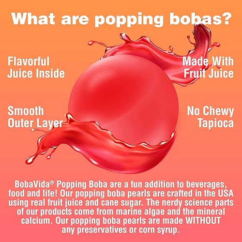Miniatura 7 de BOBAVIDA Dark Cherry Popping Boba - 10 paquetes de Boba con pajitas para bebidas, postres y aderezos para alimentos, perlas de Boba sin OMG