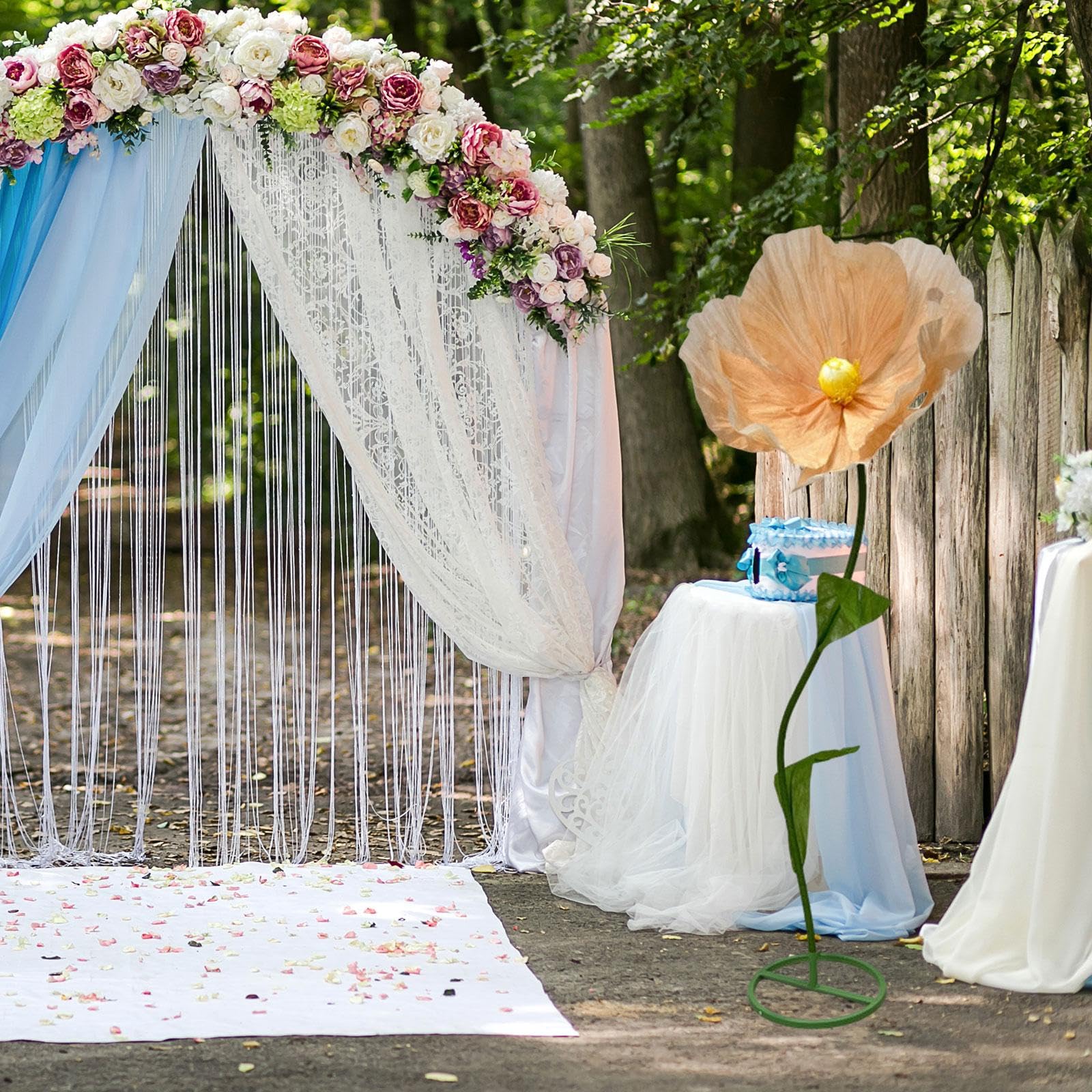 rockible Flor de Papel Artesanal Flor Gigante de Bodas con Base de pie Multipropósito Enorme Flor Artificial para Fiestas de cumpleaños, Champán Ligero