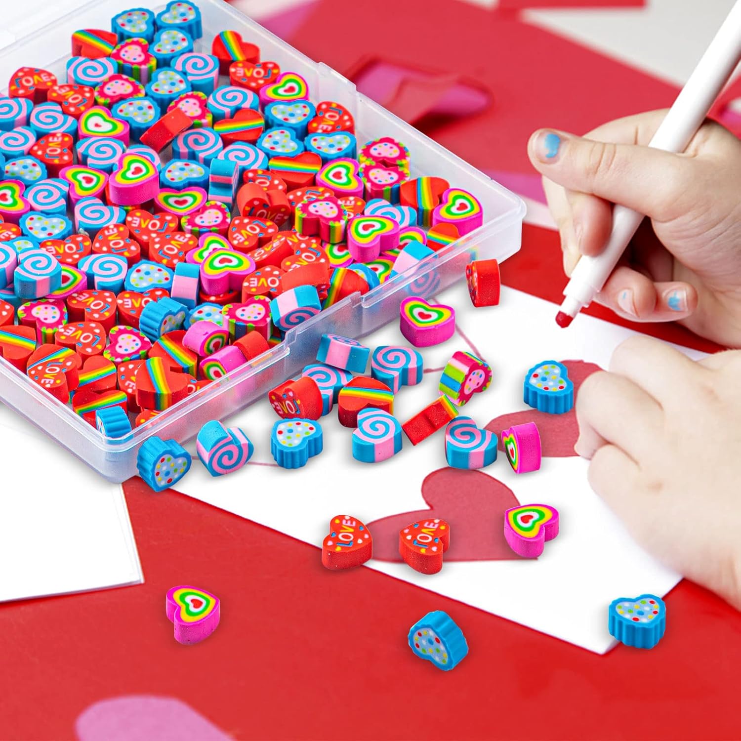 YGAOHF Heart Erasers for Kids, Mini Heart Shaped Erasers Bulk, Small Cute Pencil Eraser for Valentines Day Gifts Classroom School Rewards Party Favors - Image 5