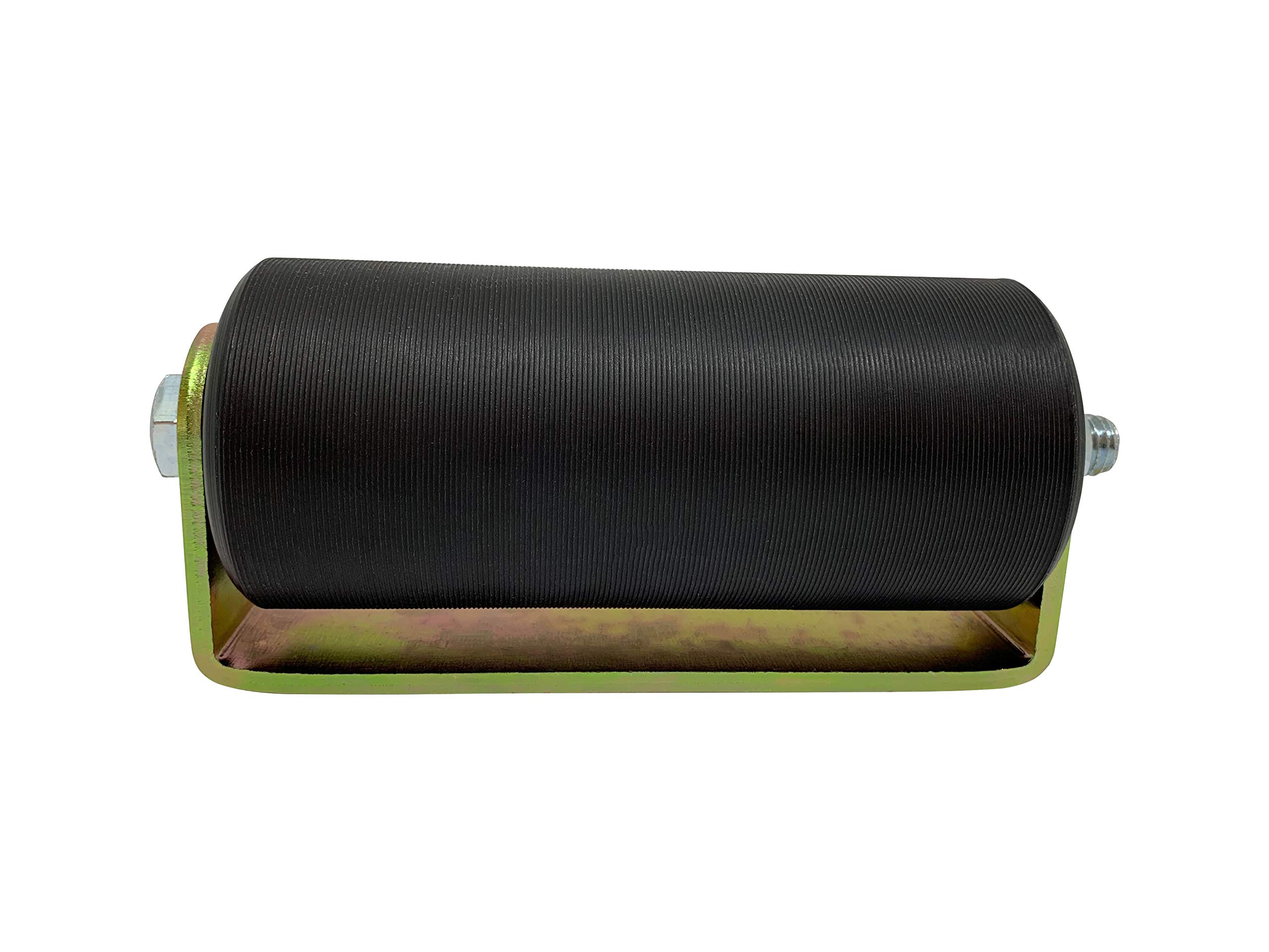 Eagle EG104 - Rullo guida per cancelletto scorrevole, 15,2 cm, saldato sul retro, resistente, con cuscinetto a sfera, chiusura a scorrimento, in nylon duro nero UHMW con staffa a C