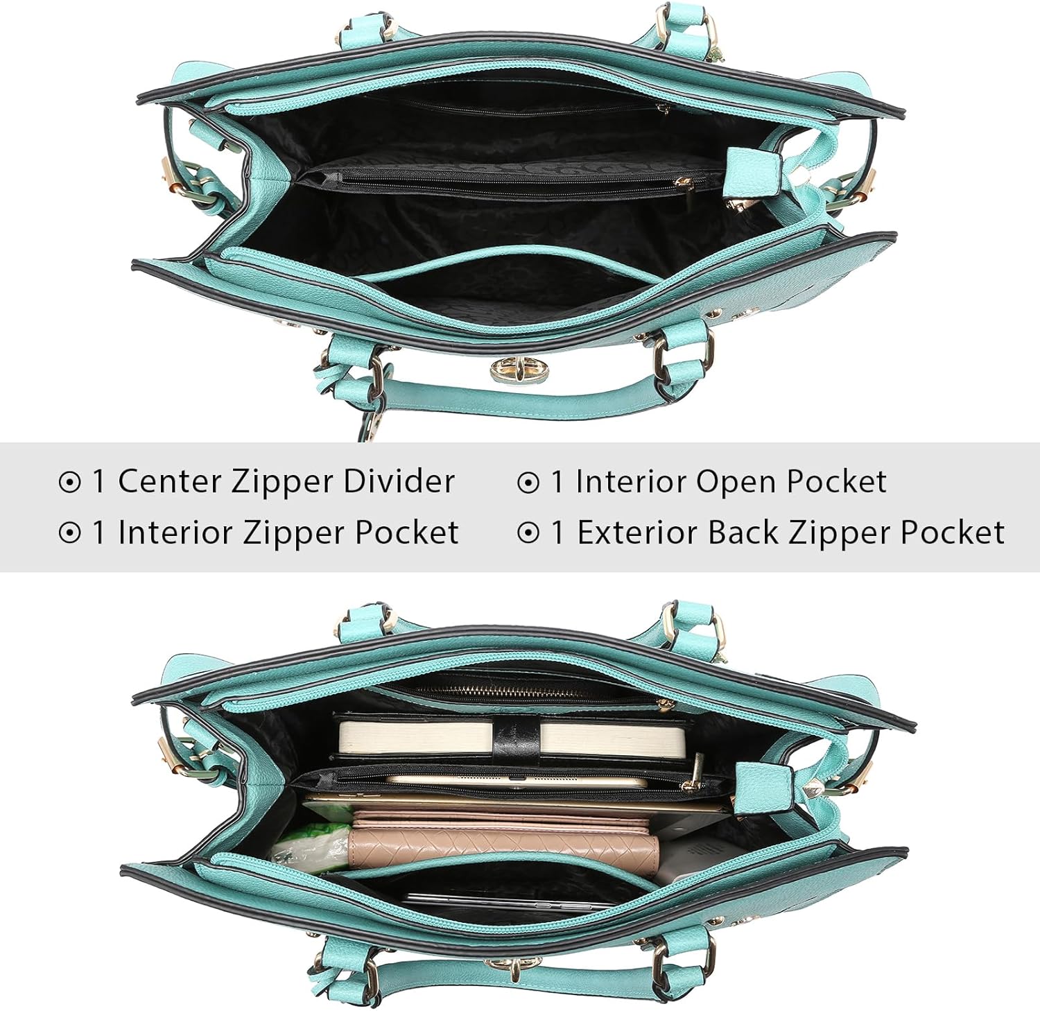 Women Handbags and Purses Fashion Satchel Work Tote Bags Top Handle Shoulder Purses with Matching Wristlet - Image 3